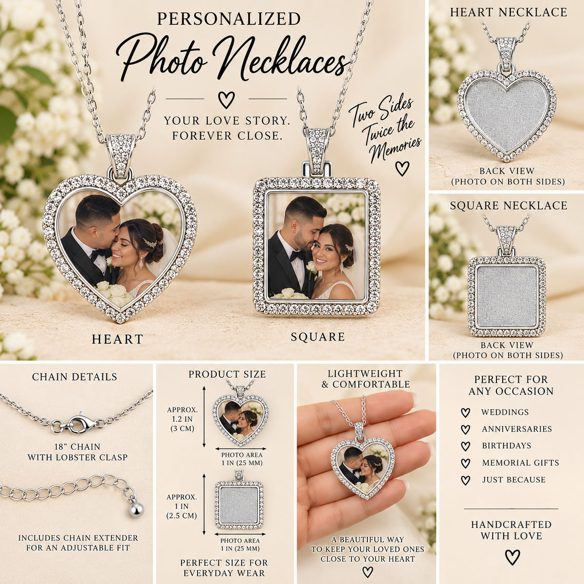 Personalized Double-Sided Photo Necklace