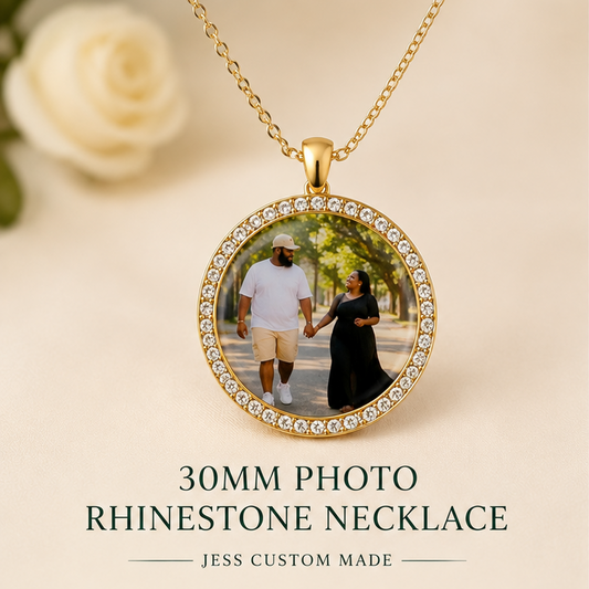 30mm Custom Photo Rhinestone Pendant Necklace