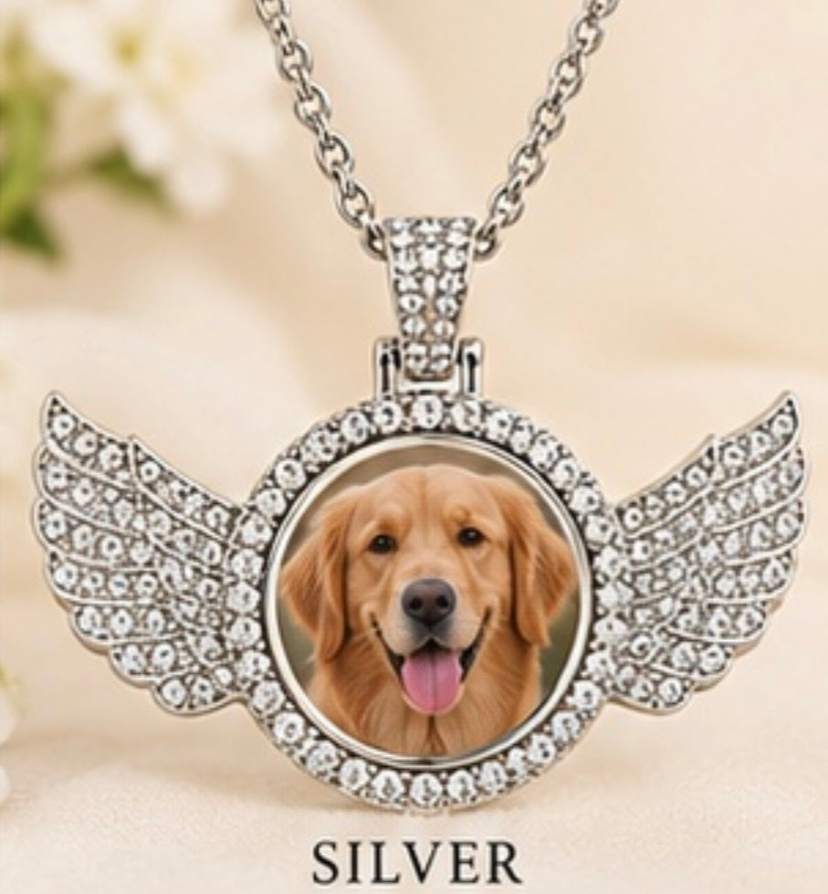 Personalized Angel Wing Photo Necklace