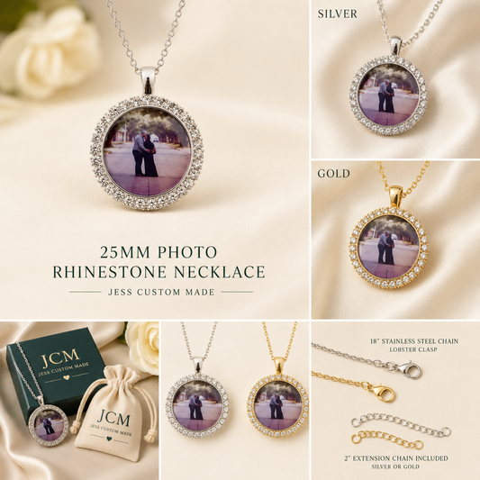 25mm Personalized Photo Rhinestone Necklace