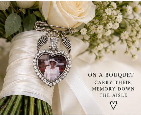 Personalized Memorial & Bouquet Photo Pin – Double-Sided