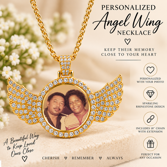 Personalized Angel Wing Photo Necklace